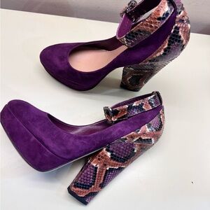 MADE IN ITALY SEBASTIAN Purple Snakeskin Women's Heels real python leather